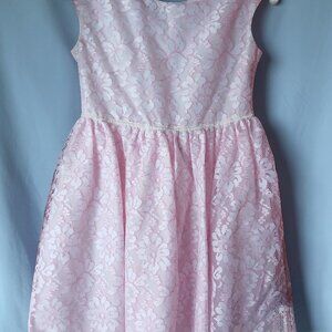Cherokee Girls Large 10/12 Pink Floral Lace Dress Sleeveless Special Occasion
